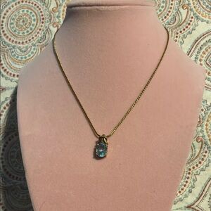 NWOT-Monet Gold Necklace with Blue Pendant